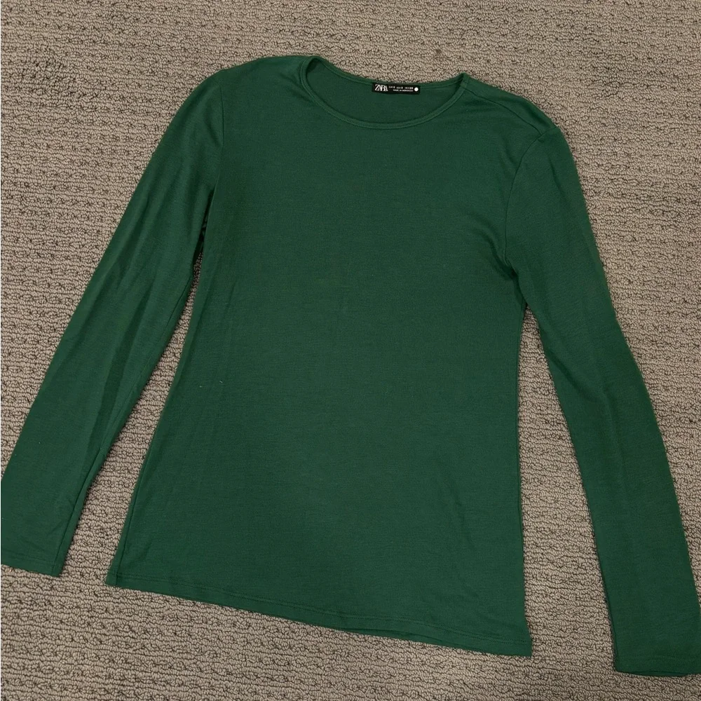 ZARA Long Sleeve Fitted in Emerald Green Size S - Picture 3 of 4